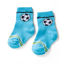 Cute Walk by Babyhug Ankle Length Anti Bacterial Socks with Star & Foot Ball Design Pack of 3 - Yellow Blue & White