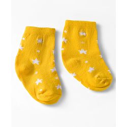 Cute Walk by Babyhug Ankle Length Anti Bacterial Socks with Star & Foot Ball Design Pack of 3 - Yellow Blue & White