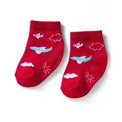 Cute Walk by Babyhug Ankle Length Anti Bacterial Socks with Lion & Airplane Design Pack of 3 - Red  Blue & White
