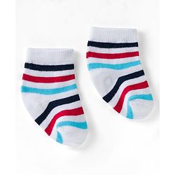 Cute Walk by Babyhug Ankle Length Anti Bacterial Socks with Lion & Airplane Design Pack of 3 - Red  Blue & White