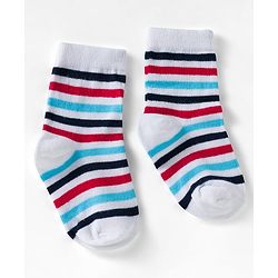Cute Walk by Babyhug Ankle Length Anti Bacterial Socks with Lion & Airplane Design Pack of 3 - Red  Blue & White