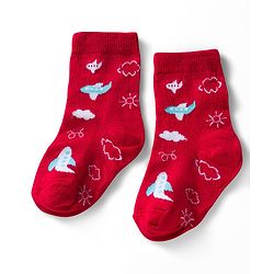 Cute Walk by Babyhug Ankle Length Anti Bacterial Socks with Lion & Airplane Design Pack of 3 - Red  Blue & White