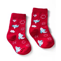 Cute Walk by Babyhug Ankle Length Anti Bacterial Socks with Lion & Airplane Design Pack of 3 - Red  Blue & White