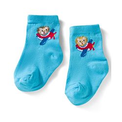 Cute Walk by Babyhug Ankle Length Anti Bacterial Socks with Lion & Airplane Design Pack of 3 - Red  Blue & White