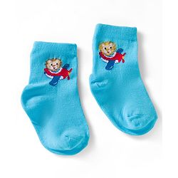 Cute Walk by Babyhug Ankle Length Anti Bacterial Socks with Lion & Airplane Design Pack of 3 - Red  Blue & White