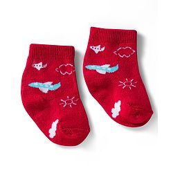 Cute Walk by Babyhug Ankle Length Anti Bacterial Socks with Lion & Airplane Design Pack of 3 - Red  Blue & White