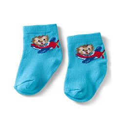 Cute Walk by Babyhug Ankle Length Anti Bacterial Socks with Lion & Airplane Design Pack of 3 - Red  Blue & White