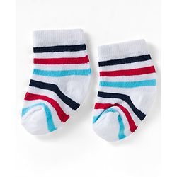 Cute Walk by Babyhug Ankle Length Anti Bacterial Socks with Lion & Airplane Design Pack of 3 - Red  Blue & White