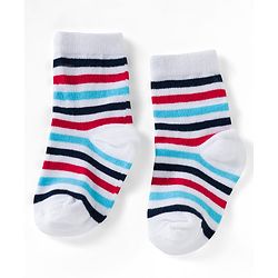 Cute Walk by Babyhug Ankle Length Anti Bacterial Socks with Lion & Airplane Design Pack of 3 - Red  Blue & White