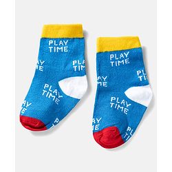Cute Walk by Babyhug Ankle Length Anti Bacterial Socks with Text Design Pack of 3 -  Blue & White