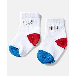 Cute Walk by Babyhug Ankle Length Anti Bacterial Socks with Text Design Pack of 3 -  Blue & White