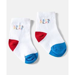Cute Walk by Babyhug Ankle Length Anti Bacterial Socks with Text Design Pack of 3 -  Blue & White