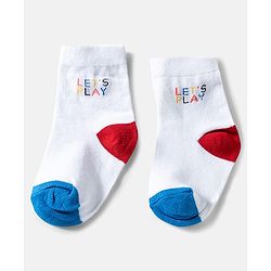 Cute Walk by Babyhug Ankle Length Anti Bacterial Socks with Text Design Pack of 3 -  Blue & White