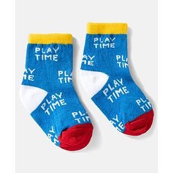 Cute Walk by Babyhug Ankle Length Anti Bacterial Socks with Text Design Pack of 3 -  Blue & White