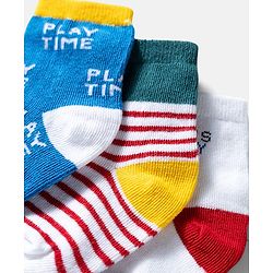 Cute Walk by Babyhug Ankle Length Anti Bacterial Socks with Text Design Pack of 3 -  Blue & White
