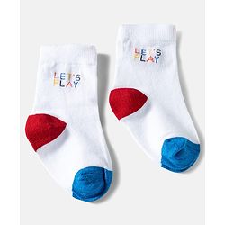 Cute Walk by Babyhug Ankle Length Anti Bacterial Socks with Text Design Pack of 3 -  Blue & White