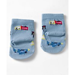 Cute Walk by Babyhug Ankle Length Anti Bacterial Socks with Vehicle Design Pack of 3 - Multicolour