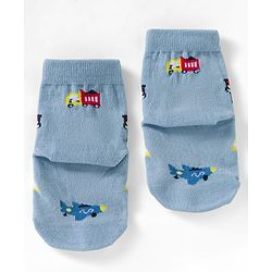 Cute Walk by Babyhug Ankle Length Anti Bacterial Socks with Vehicle Design Pack of 3 - Multicolour