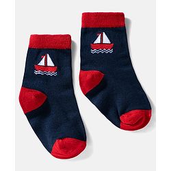 Cute Walk by Babyhug Ankle Length Anti Bacterial Socks with Boat Design Pack of 3 - Navy & White