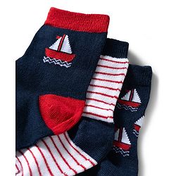 Cute Walk by Babyhug Ankle Length Anti Bacterial Socks with Boat Design Pack of 3 - Navy & White