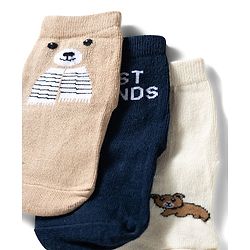 Cute Walk by Babyhug Ankle Length Anti Bacterial Socks with Bear Design Pack of 3 - Multicolour