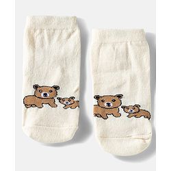 Cute Walk by Babyhug Ankle Length Anti Bacterial Socks with Bear Design Pack of 3 - Multicolour