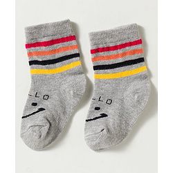 Cute Walk by Babyhug Non Terry Knit Ankle Length Anti Bacterial Striped & Car Designed Socks Pack of 3 - Multicolor