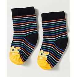 Cute Walk by Babyhug Non Terry Knit Ankle Length Anti Bacterial Striped & Car Designed Socks Pack of 3 - Multicolor