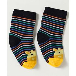 Cute Walk by Babyhug Non Terry Knit Ankle Length Anti Bacterial Striped & Car Designed Socks Pack of 3 - Multicolor