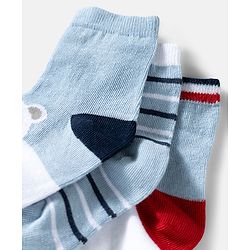 Cute Walk by Babyhug Ankle Length Anti Bacterial Socks with Snow Bear Design Pack of 3 - Multicolour