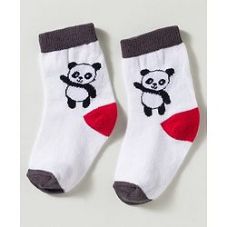 Cute Walk by Babyhug Non Terry Knit Ankle Length Anti Bacterial Striped & Panda Designed Socks Pack of 3 - Multicolor