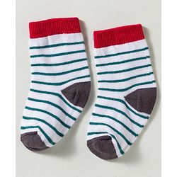 Cute Walk by Babyhug Non Terry Knit Ankle Length Anti Bacterial Striped & Panda Designed Socks Pack of 3 - Multicolor