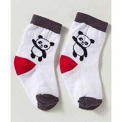 Cute Walk by Babyhug Non Terry Knit Ankle Length Anti Bacterial Striped & Panda Designed Socks Pack of 3 - Multicolor