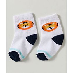 Cute Walk by Babyhug Non Terry Knit Ankle Length Anti Bacterial Striped & Lion Designed Socks Pack of 3 - Multicolor