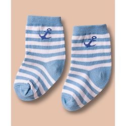 Cute Walk by Babyhug Non Terry Cotton Knit Ankle Length Anti Bacterial Socks With Nautical Theme & Sea Life Design Pack of 3 - Multicolour