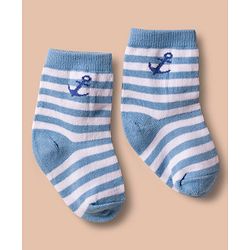 Cute Walk by Babyhug Non Terry Cotton Knit Ankle Length Anti Bacterial Socks With Nautical Theme & Sea Life Design Pack of 3 - Multicolour