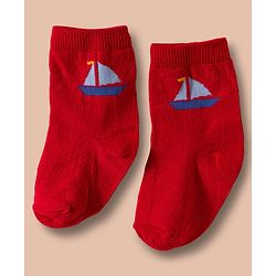 Cute Walk by Babyhug Non Terry Cotton Knit Ankle Length Anti Bacterial Socks With Nautical Theme & Sea Life Design Pack of 3 - Multicolour