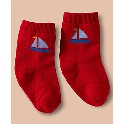 Cute Walk by Babyhug Non Terry Cotton Knit Ankle Length Anti Bacterial Socks With Nautical Theme & Sea Life Design Pack of 3 - Multicolour