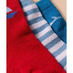 Cute Walk by Babyhug Non Terry Cotton Knit Ankle Length Anti Bacterial Socks With Nautical Theme & Sea Life Design Pack of 3 - Multicolour