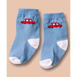 Cute Walk by Babyhug Non Terry Cotton Knit Ankle Length Anti Bacterial Socks With Vehicles Design Pack Of 3 - Multicolour