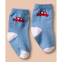 Cute Walk by Babyhug Non Terry Cotton Knit Ankle Length Anti Bacterial Socks With Vehicles Design Pack Of 3 - Multicolour