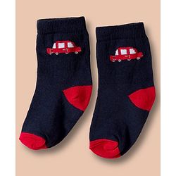 Cute Walk by Babyhug Non Terry Cotton Knit Ankle Length Anti Bacterial Socks With Vehicles Design Pack Of 3 - Multicolour