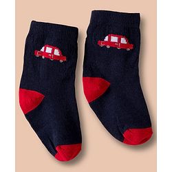 Cute Walk by Babyhug Non Terry Cotton Knit Ankle Length Anti Bacterial Socks With Vehicles Design Pack Of 3 - Multicolour