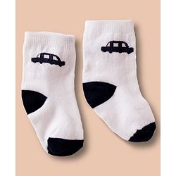 Cute Walk by Babyhug Non Terry Cotton Knit Ankle Length Anti Bacterial Socks With Vehicles Design Pack Of 3 - Multicolour