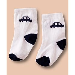 Cute Walk by Babyhug Non Terry Cotton Knit Ankle Length Anti Bacterial Socks With Vehicles Design Pack Of 3 - Multicolour