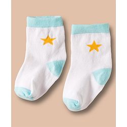 Cute Walk by Babyhug Non Terry Cotton Knit Ankle Length Anti Bacterial Socks With Stripes & Stars Design Pack Of 3 - Multicolour