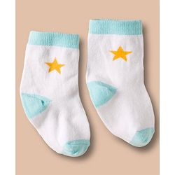 Cute Walk by Babyhug Non Terry Cotton Knit Ankle Length Anti Bacterial Socks With Stripes & Stars Design Pack Of 3 - Multicolour