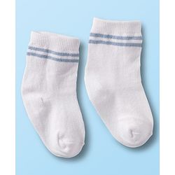 Cute Walk by Babyhug Non Terry Cotton Knit Ankle Length Anti Bacterial Socks With Stripes Pack Of 3 - Multicolour