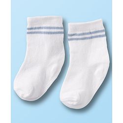 Cute Walk by Babyhug Non Terry Cotton Knit Ankle Length Anti Bacterial Socks With Stripes Pack Of 3 - Multicolour