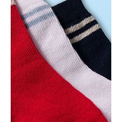 Cute Walk by Babyhug Non Terry Cotton Knit Ankle Length Anti Bacterial Socks With Stripes Pack Of 3 - Multicolour